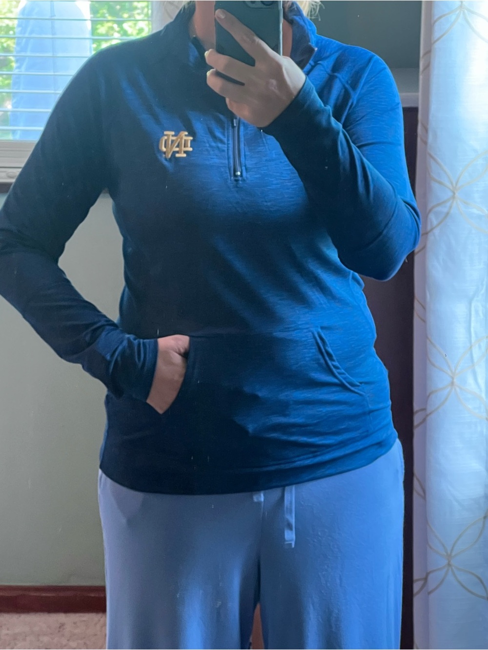 Blue/Navy Notre Dame 1/4 Zip Pullover with Embroidered ND logo